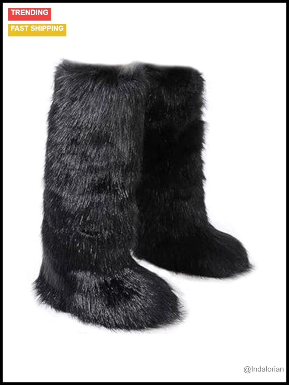 Faux Fur Knee-High Winter Snow Boots Fluffy Cozy Furry Warm